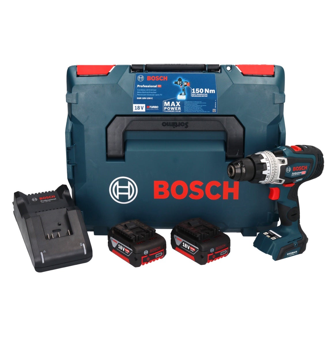 Bosch Professional BITURBO GSR 18V-150 C Cordless Drill/driver (max