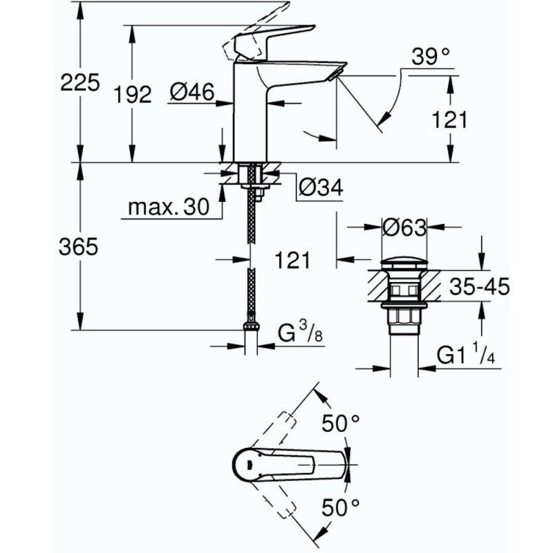 Mitigeur lavabo GROHE Quickfix Start 2021 avec vidage Push-Open taille M chromé - 4