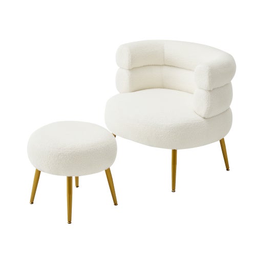 Chaiselongue blanca con otomano, 69 cm de ancho, 17 cm de grosor, capacidad de 100 kg