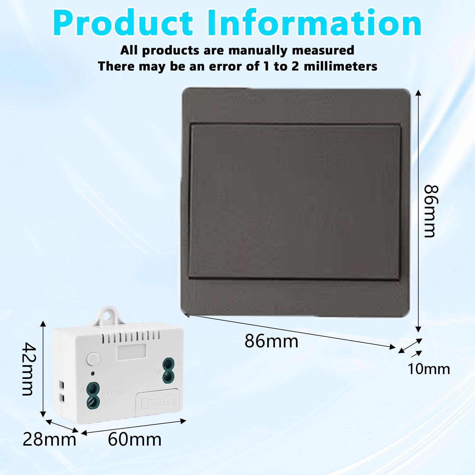 Kit di 3 interruttori a pulsante remoti RF433, interruttore luce interno wireless, impermeabile, senza cablaggio, portata 50 m (grigio) - 2