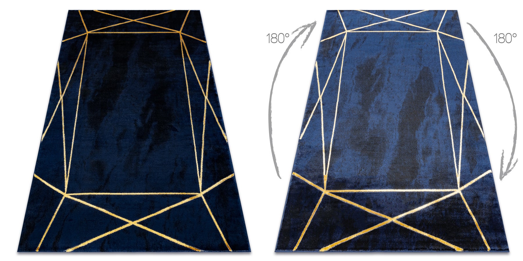Dywan EMERALD ekskluzywny 1022 glamour, stylowy geometryczny granatowy / złoty 240x330 cm - 2