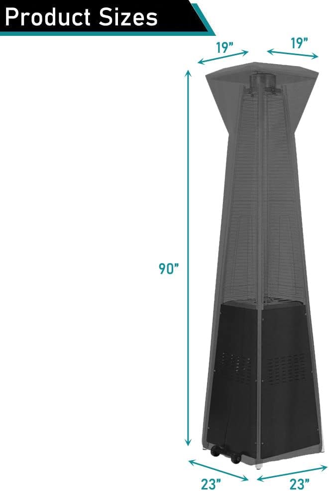 Pokrowiec na grzejnik tarasowy, wodoodporny, wytrzymały, 600D, z zamkiem błyskawicznym, 58 x 58 x 228 cm