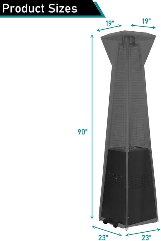 Pokrowiec na grzejnik tarasowy, wodoodporny, wytrzymały, 600D, z zamkiem błyskawicznym, 58 x 58 x 228 cm
