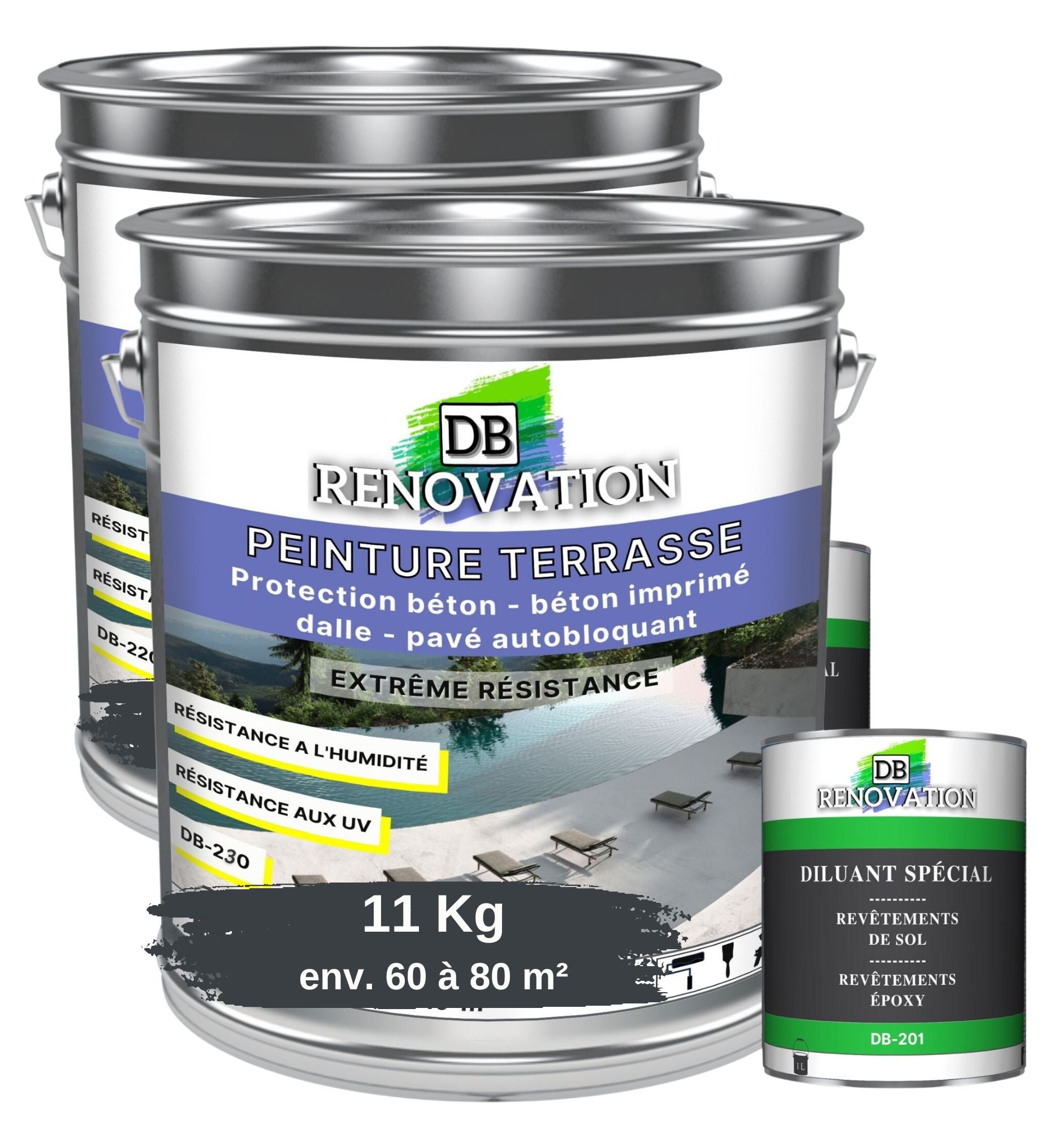 Peinture sol béton Terrasse extérieur - Gris anthracite 11KG (60 à 80m² ...