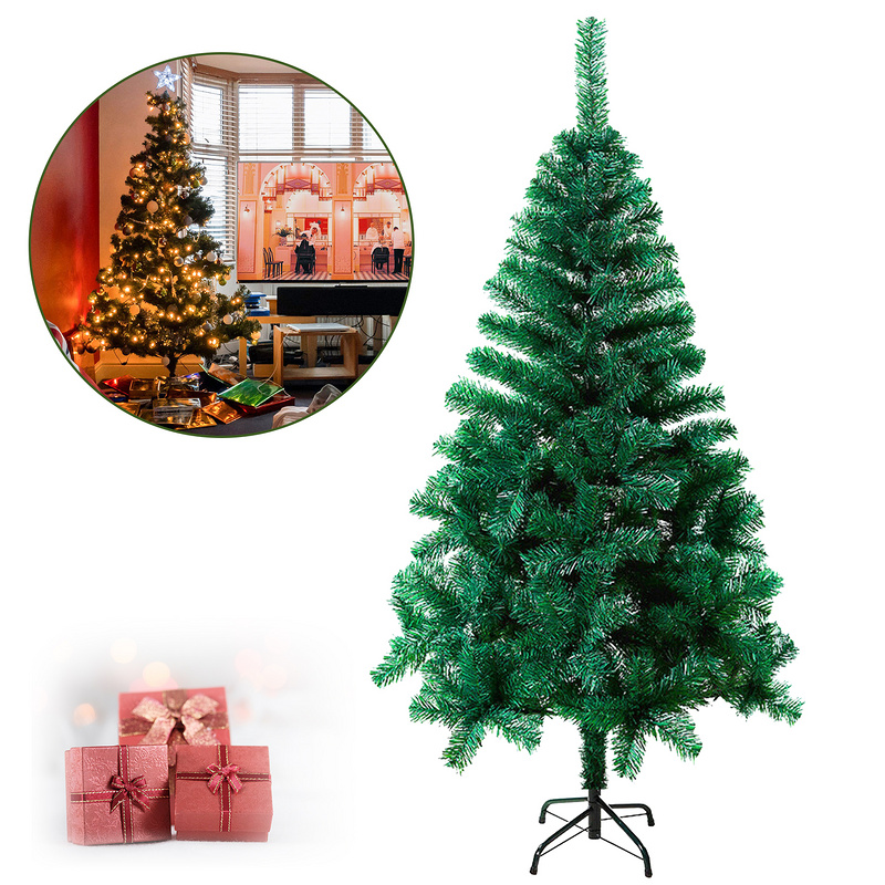 Albero Di Natale Artificiale Decorativo 150 Cm – Pino In PVC Verde, Morbido E Resistente Con Base Metallica, Perfetto Per Addobbi Natalizi
