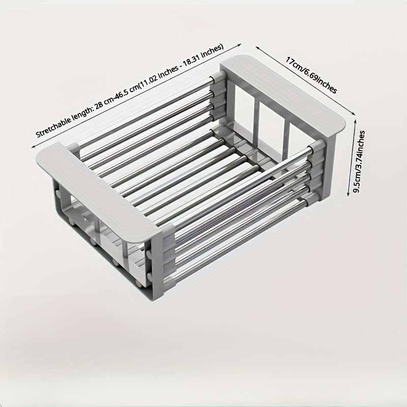 Égouttoir extensible pour évier de cuisine, panier à vaisselle en acier inoxydable, organisateur d'évier gain de place - 6