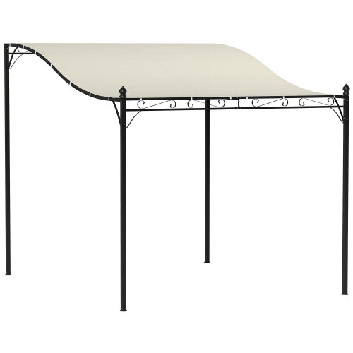 Pergola Adossata con Tetto, Pavillon de Jardin Resistente all'Acqua, 2,5x3x2,5 m, Bianco Crème - COMFORTXL