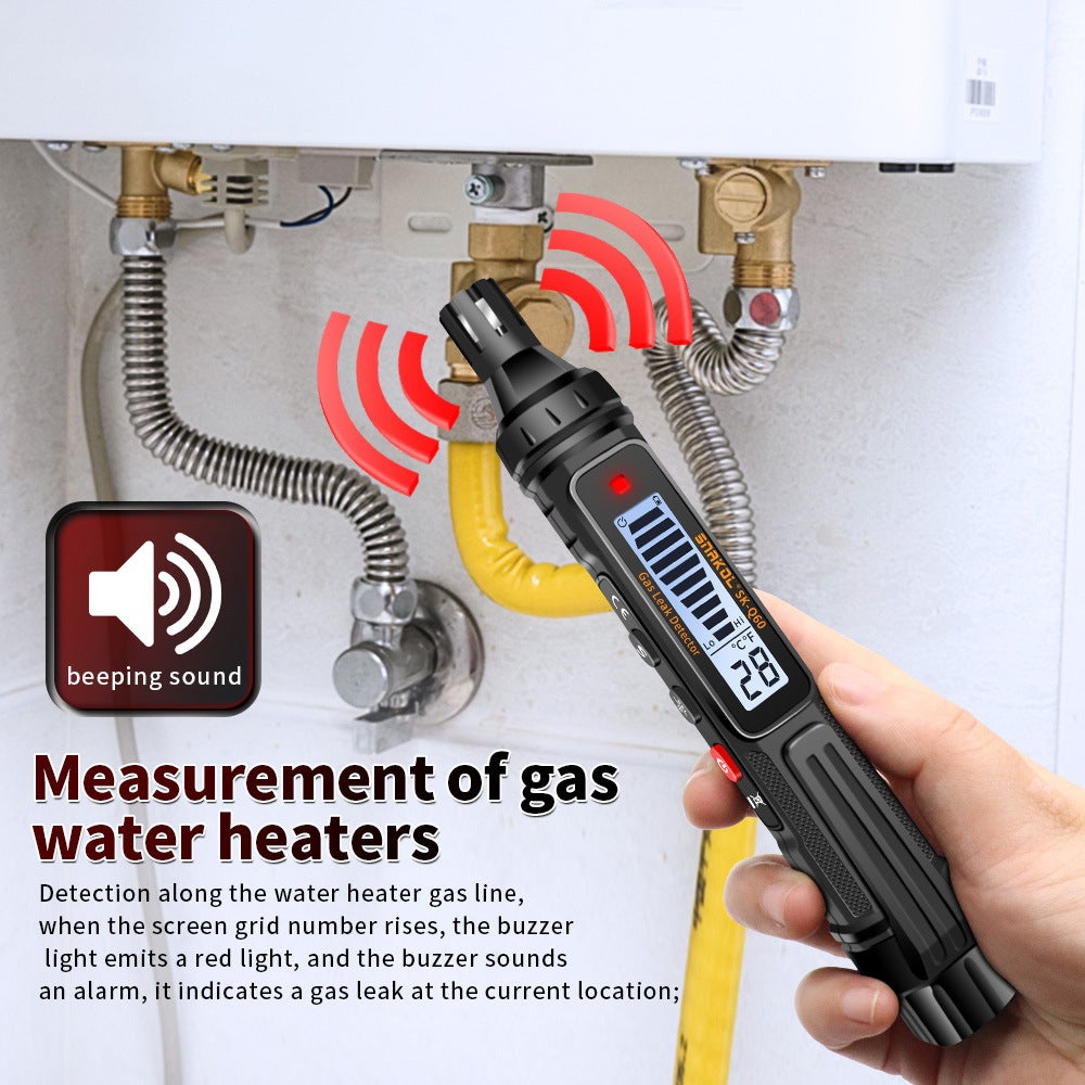 Detector de gas combustible, detector de fugas de gas inflamable, con pantalla LED, alarma sonora y luminosa (sin batería) - 6