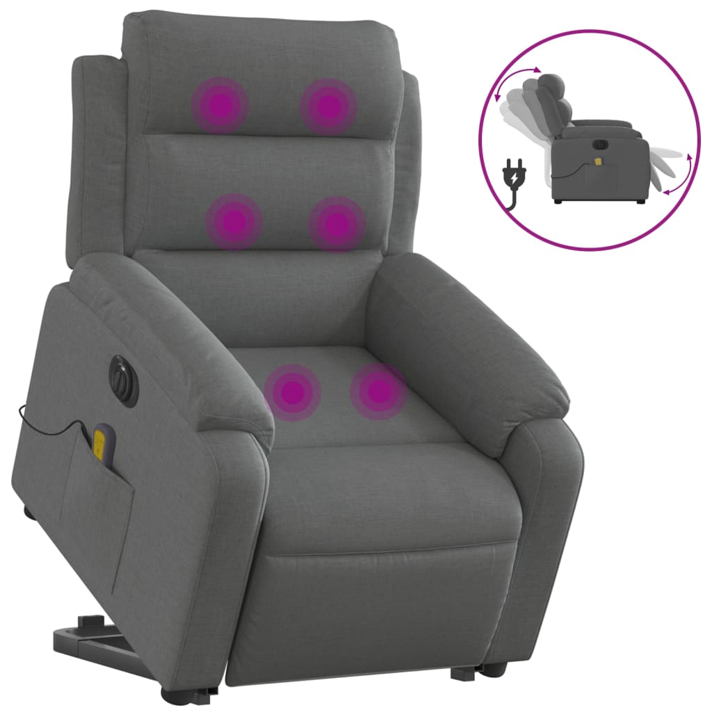 Sillón de masaje eléctrico | sillón de relax | silla de relax reclinable elevable tela gris oscuro cfw244127