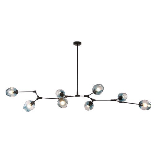 Lampa wisząca Smokey przydymiona-niebieska 9xE27x60W wym: 45 x 217 x 217 cm metal Abigali