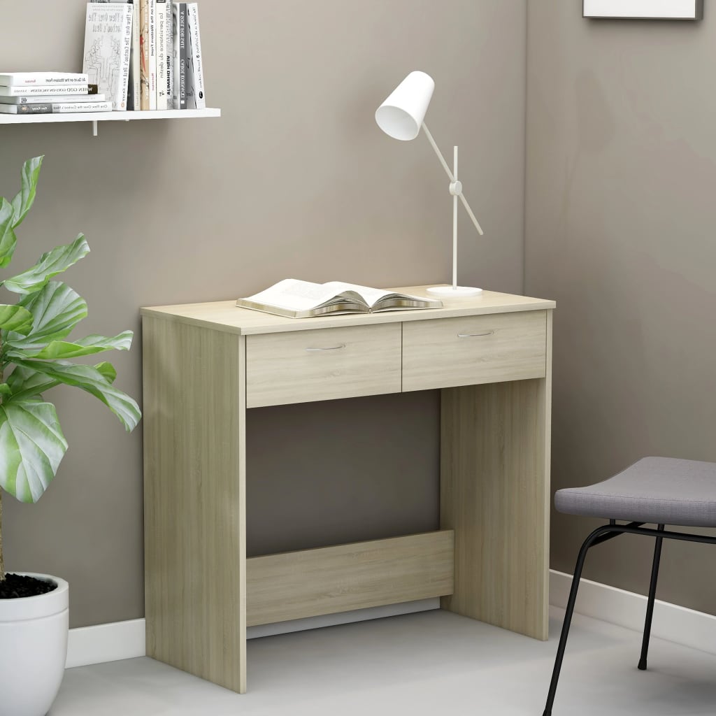 Scrivania Moderna In Truciolato Rovere Sonoma – 90x40x72 Cm, Porta PC, Consolle Per Ufficio