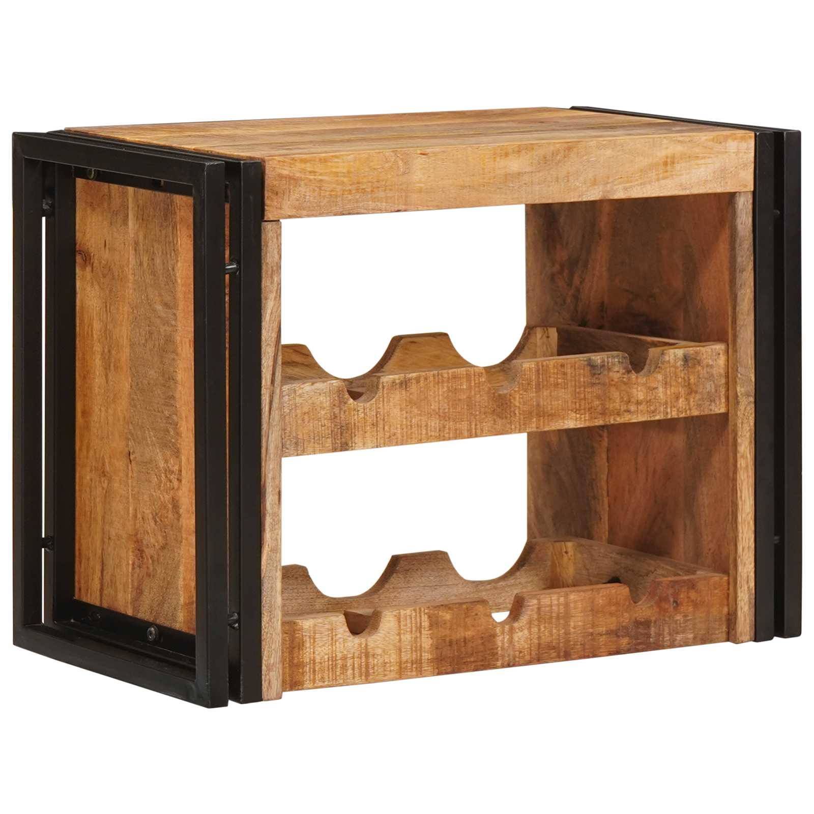 Estante de vino 60 x 45 x 33 cm madera de mango sólida y rugosa
