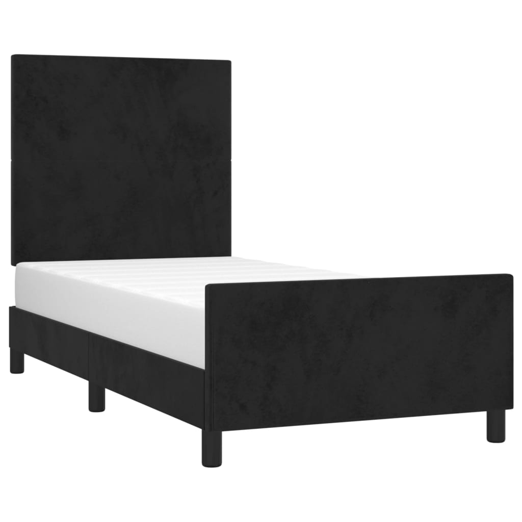 Cadre de lit sans matelas noir 100 x 200 cm en velours - 3