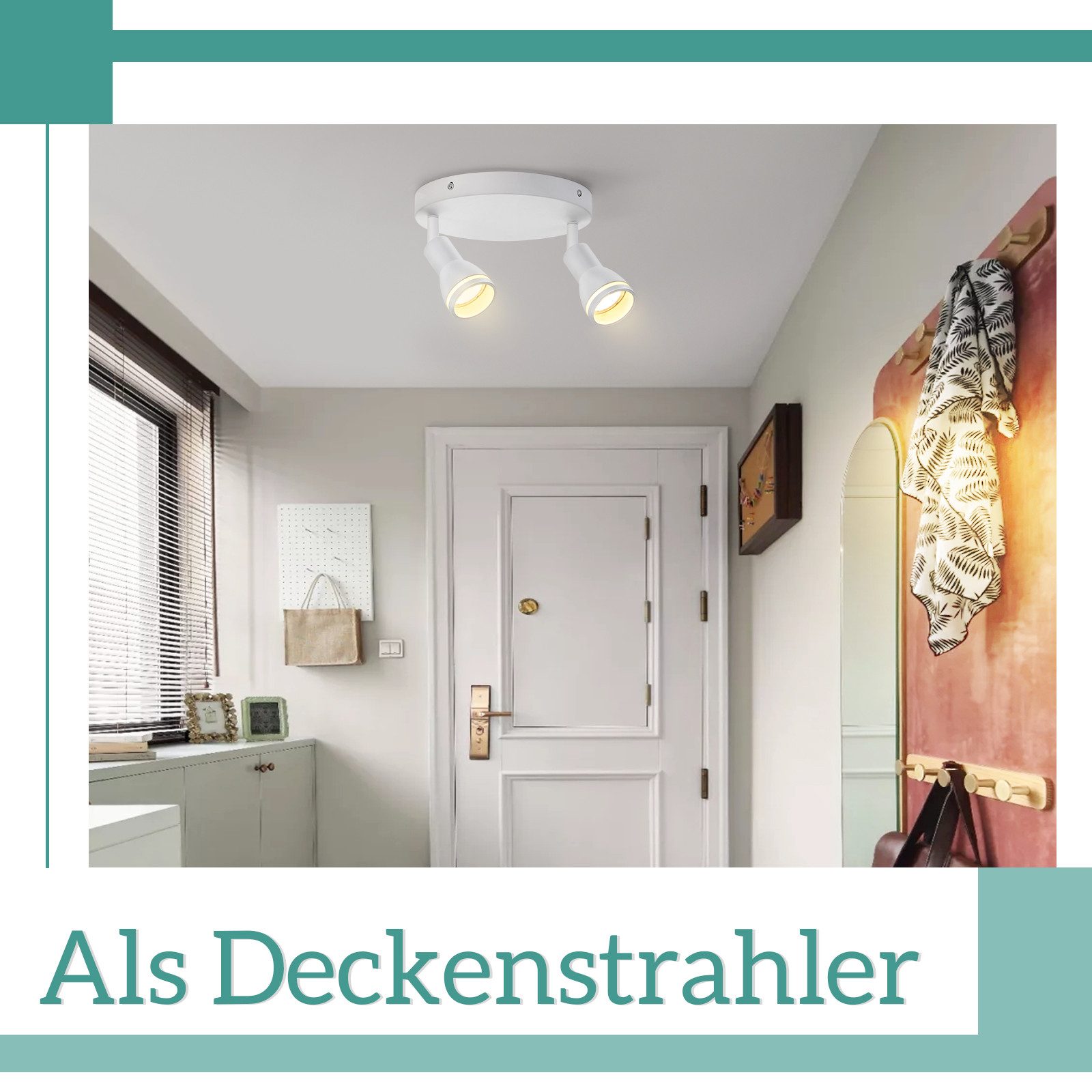 NETTLIFE spot de plafond LED 2 ampoules blanc salon plafonnier spot orientable GU10 spot lampe moderne - 6