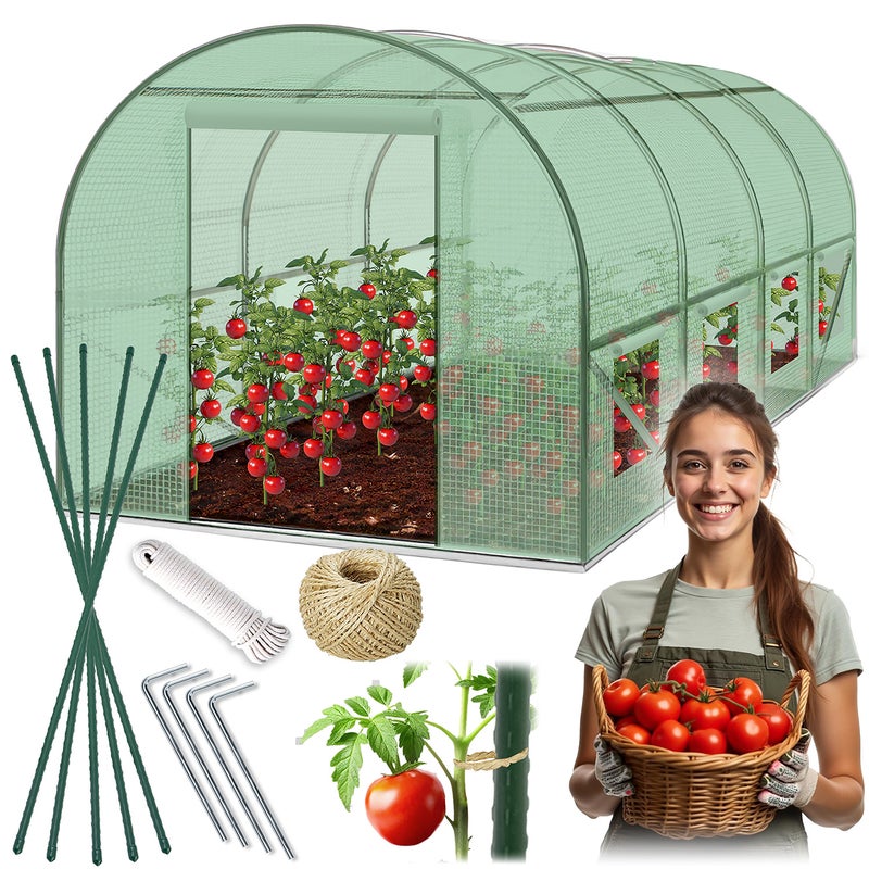 Tunel foliowy ogrodowy szklarnia 3x4,5xH2m (13,5m2) zielony Plonos 4917-B