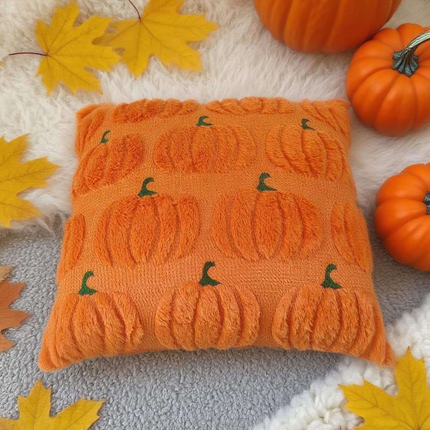Housses de Coussin Déco Automne 45x45cm, 2Pièces Citrouille Citrouille Taies d'oreiller Décoration d'automne, pour Canapé Salon Chambre - 3