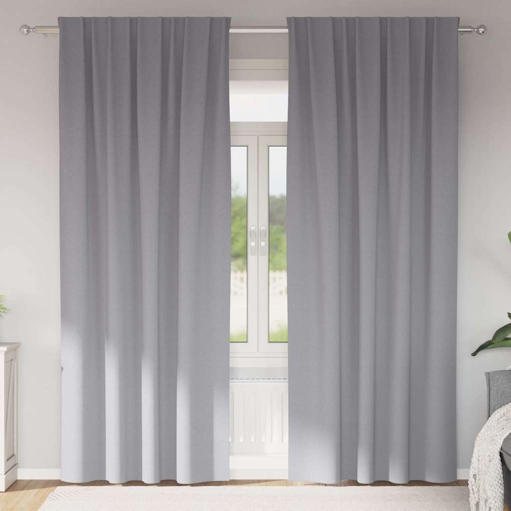 Firany blackout z kółkami 2 pcs Jasnoszary 260 x 140 cm vidaXL