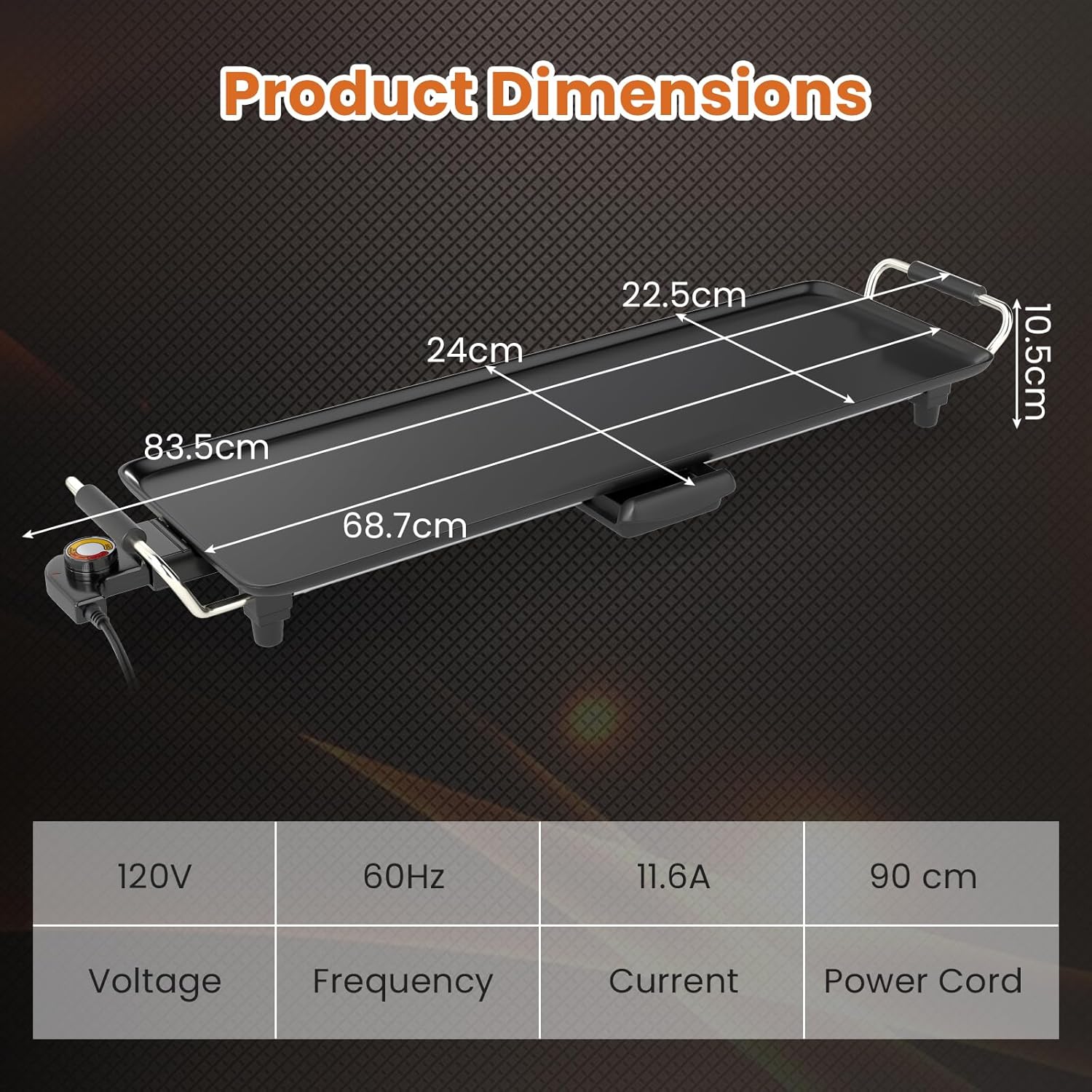 Plancha électrique Continental Edison GPL872 – XXL, Anti-adhésive, Thermostat – Jusqu'à 10 Pers.
