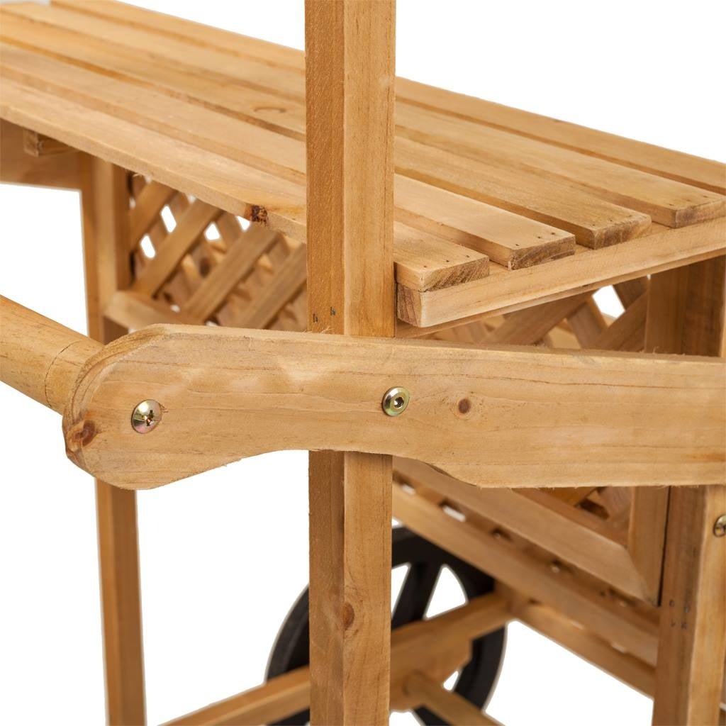 Chariot présentoir en bois marron avec ardoise 70x71x116h - 6