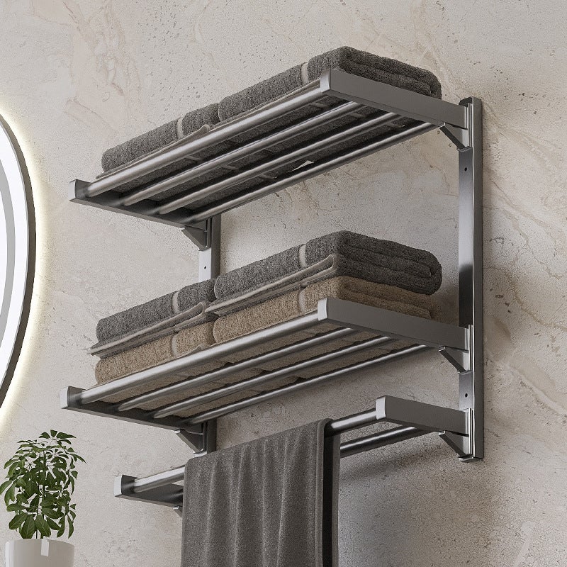 Wysokiej jakości wieszak na ręczniki ze stali nierdzewnej - Szary 60x22x39,5 cm Elegancki design - Łatwy montaż, odporny na rdzę - Oszczędność miejsca