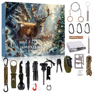 Calendrier De L'Avent Kit De Survie 2025 Pour Hommes - 24 Jours D'outils De Survie Outdoor - Cadeau Noël Pour Aventuriers