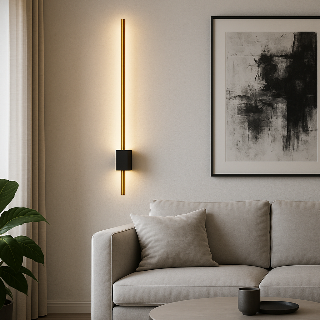 Kinkiet ścienny LED Como 90cm 9W IP20 4000K wewnętrzny zloty czarny lampa MasterLED - 2