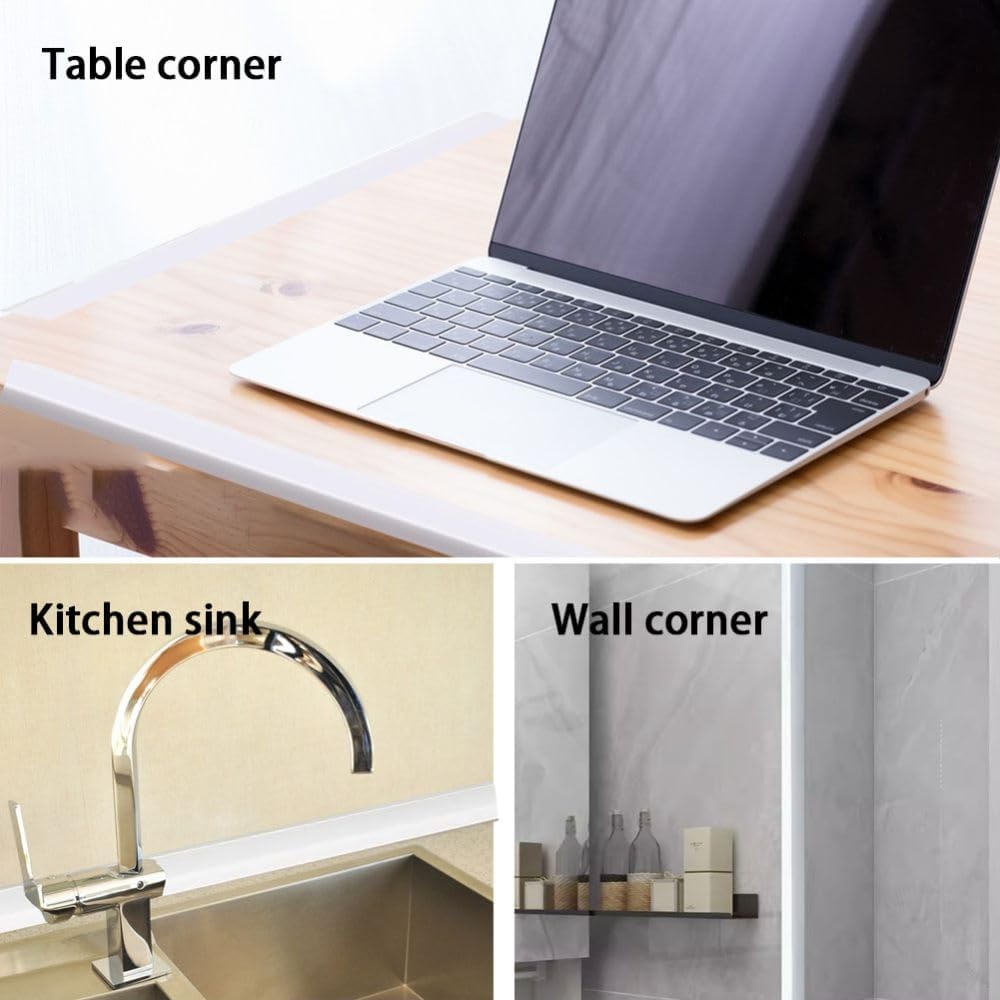 5M Cornière PVC,1x1cm Revêtements d'angle Autocollant Plinthe Souple Protection d'angle Bordure d’angle de Mur Bande Décorative pour Plans de Travail. - 5