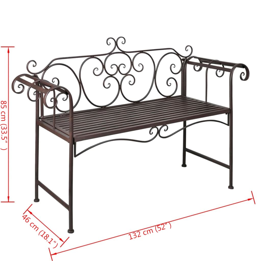Panca da giardino mobili da giardino per esterni terrazza 132 x 46 x 85 cm acciaio marrone antico 02_0011 02_0011237 - 5
