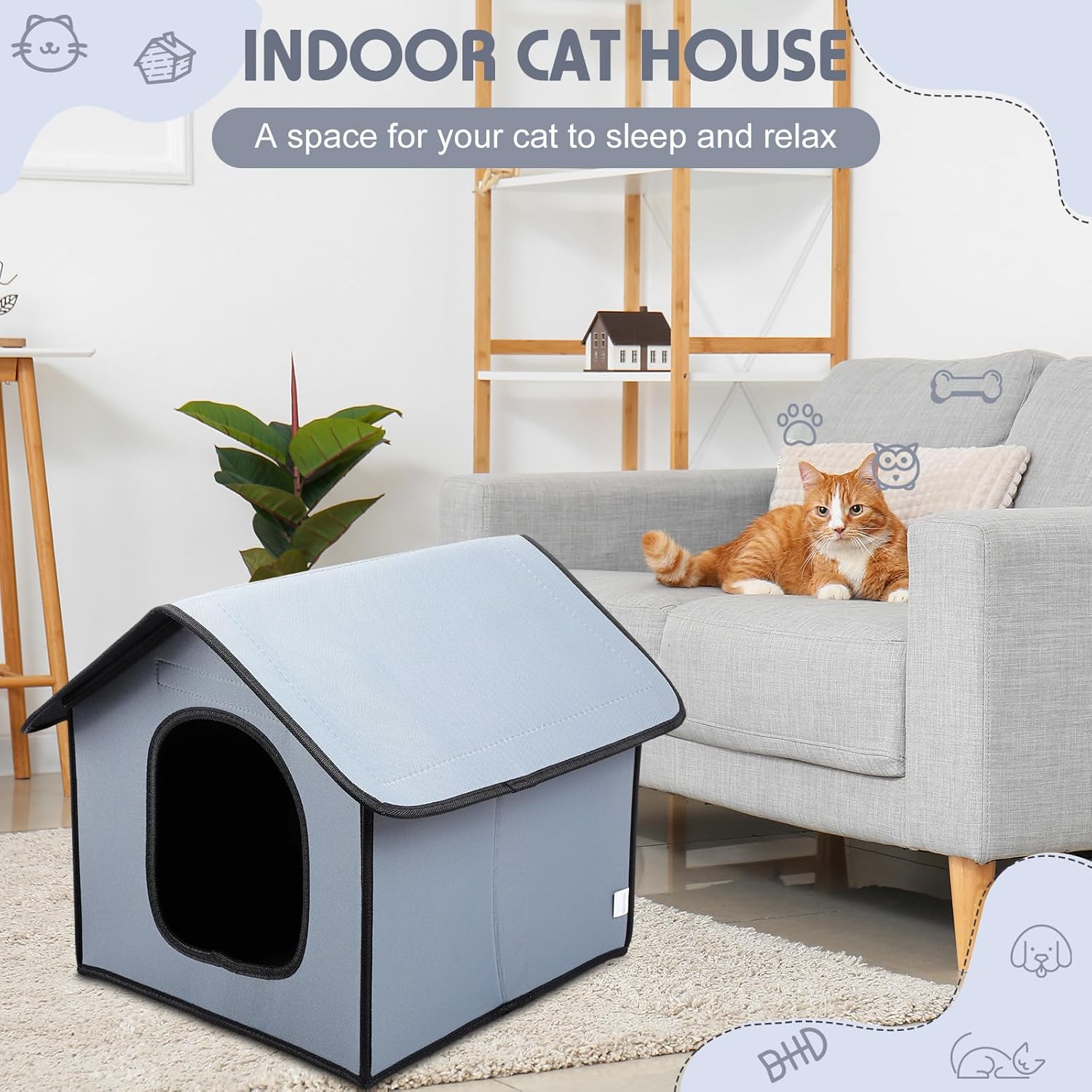 Chenil pour chat et niche pour chien, cage étanche pour animaux de compagnie, chenil pour chat errant, extérieur, maison étanche pour chat - 5