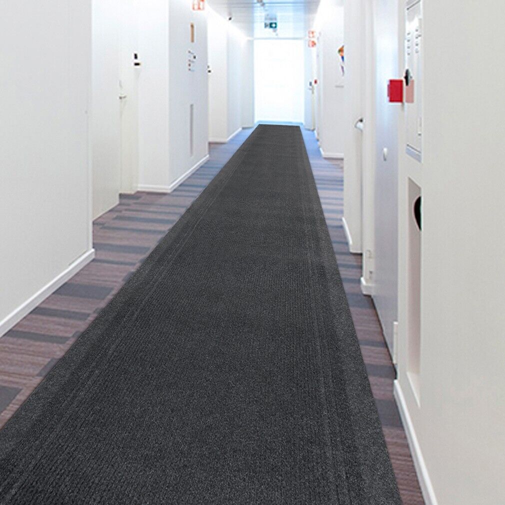 Tapis Coureur Intérieur Extérieur Couloir Escalier Absorbant Antidérapant Gris Anthracite 67x260 cm - 2