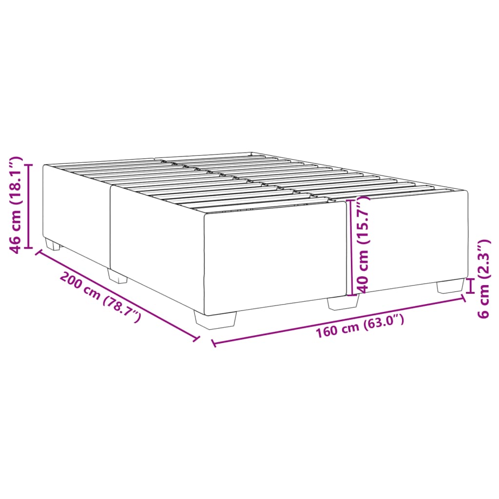 Cadre de lit sans matelas gris foncé 160 x 200 cm tissu - 9