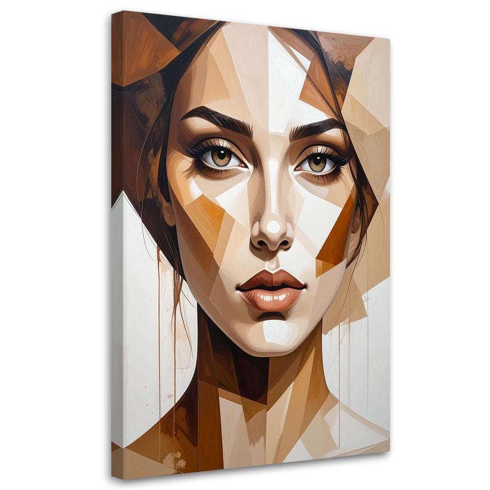 Obraz do salonu sypialni loftu, Beżowy Portret Kobiety 60x90
