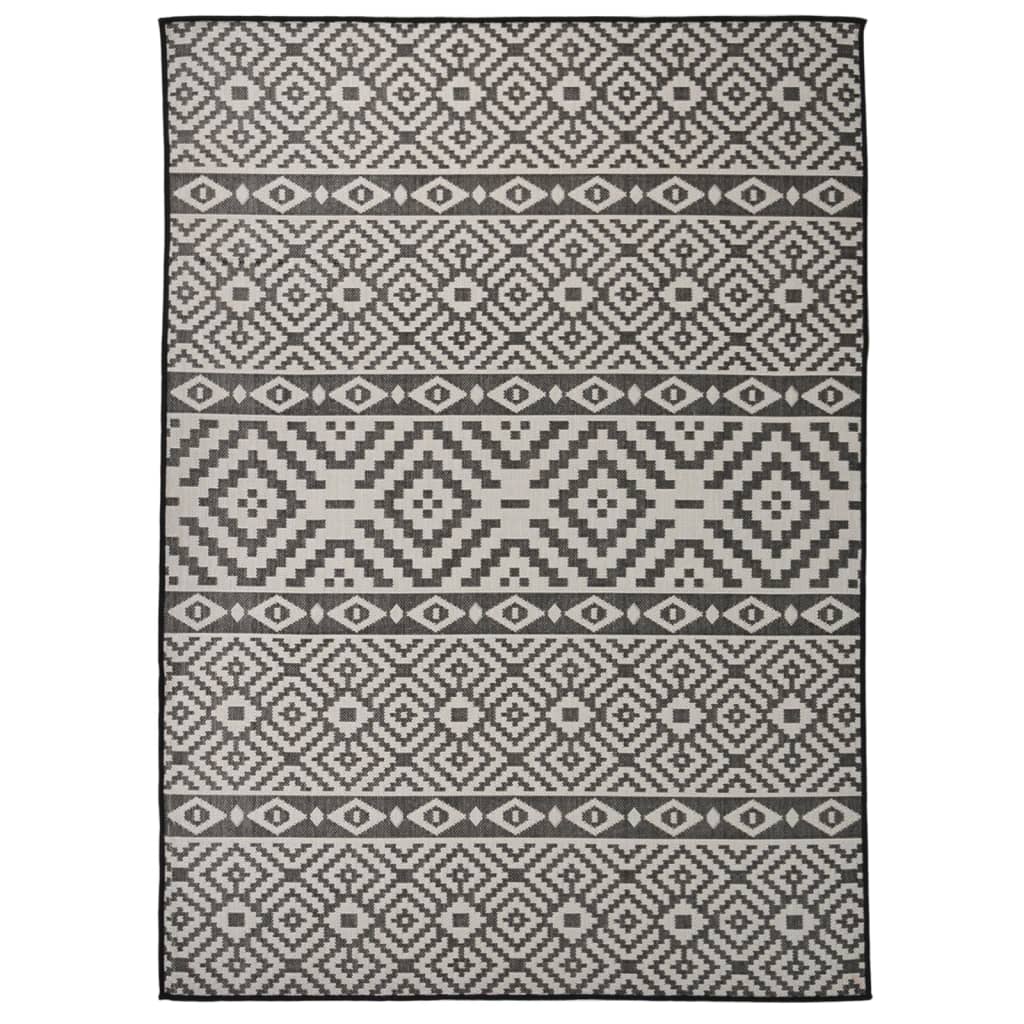 Dywan zewnętrzny o płaskim splocie, 200x280 cm, czarne pasy vidaXL