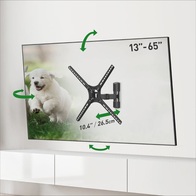 Barkan Support TV Mural pour écrans 13 - 65 Pouces, Inclinable et orientable, Mouvement Complet, Plats & incurvés ecran, Poids max. 40Kg, Breveté, pou