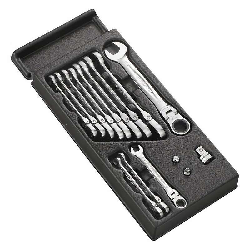 Jeu De 8 Clés à Cliquet Articulées CHEOTIME 9-19mm - Têtes Flexibles Acier Chrome Vanadium Avec Sac Rangement