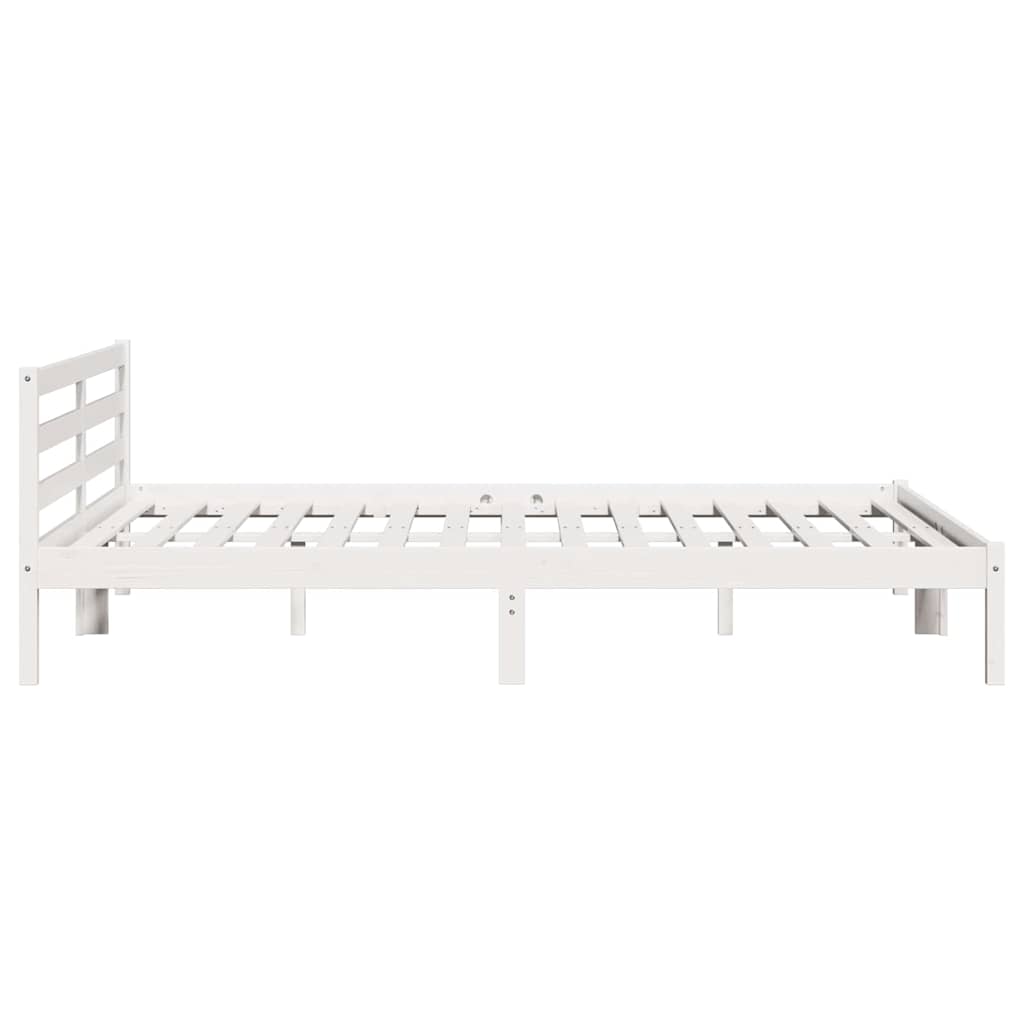 Cadre de lit blanc en bois de pin massif pour la chambre, 225,5 × 205,5 × 69,5 cm - 6