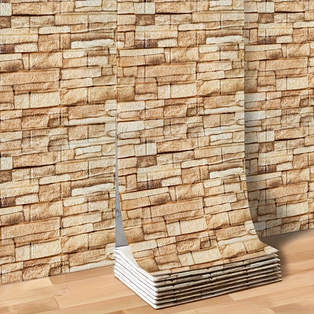 Lot de 20 panneaux muraux 3D en mousse à décoller et à coller - Papier peint autocollant imitation pierre - Couleur roche