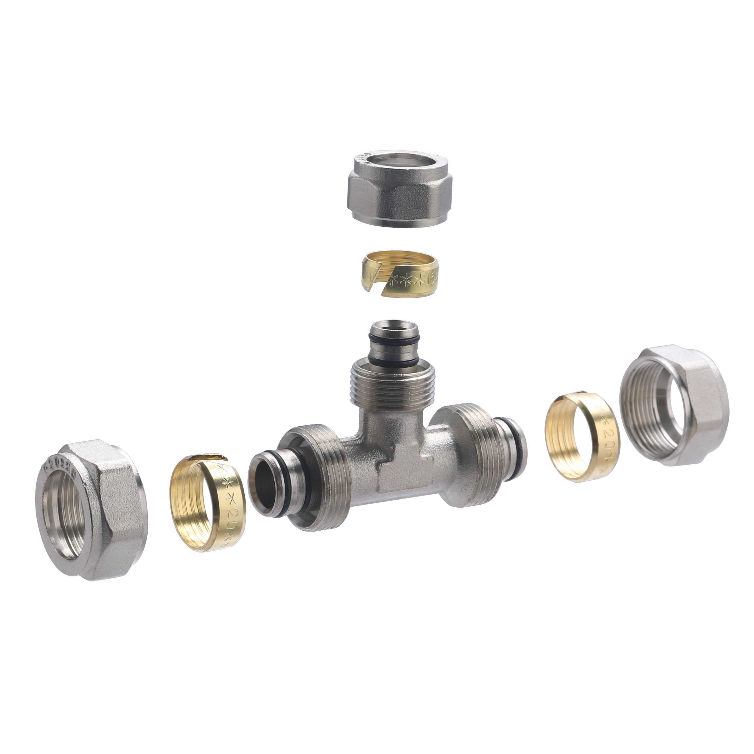 Raccord Multicouche à Compression (à Visser) Té Réduit Ø20 - Ø16 - Ø20 NOYON & THIEBAULT - 6