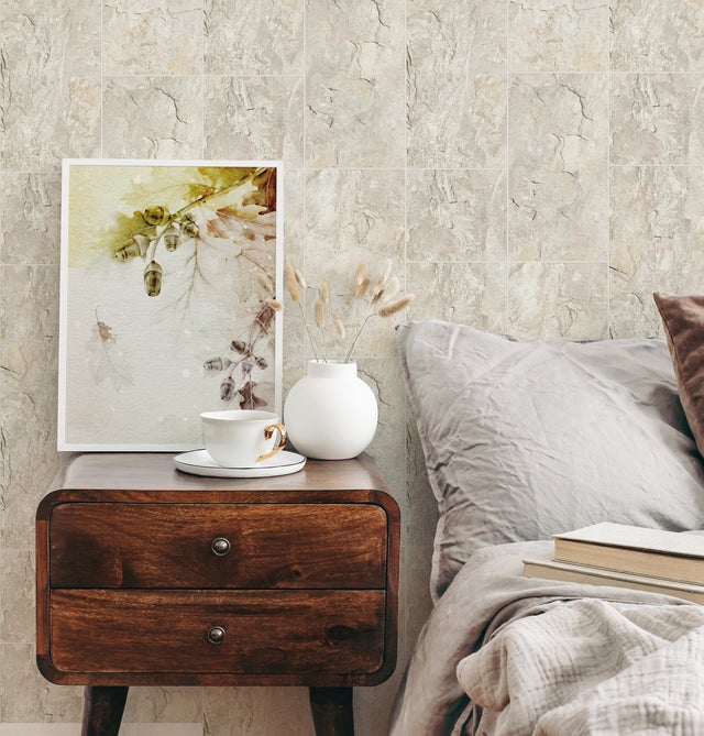 Marburg Papier peint intissé beige clair effet matière imitation ardoise 10m x 0,53m pour salon chambre à coucher ou cuisine