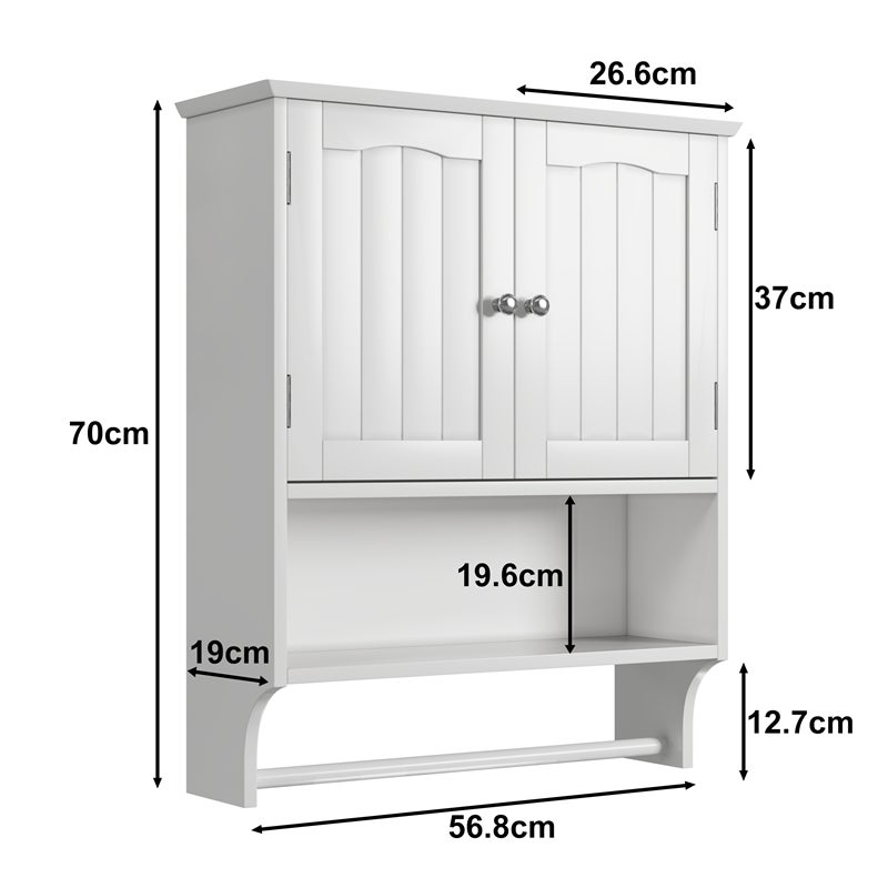 Armadio da Bagno a Muro Bianco con Porta Cassetto e Porta Asciugamani - Mobile Medico con 2 Mensole Regolabili - Design Moderno e Funzionale - 6