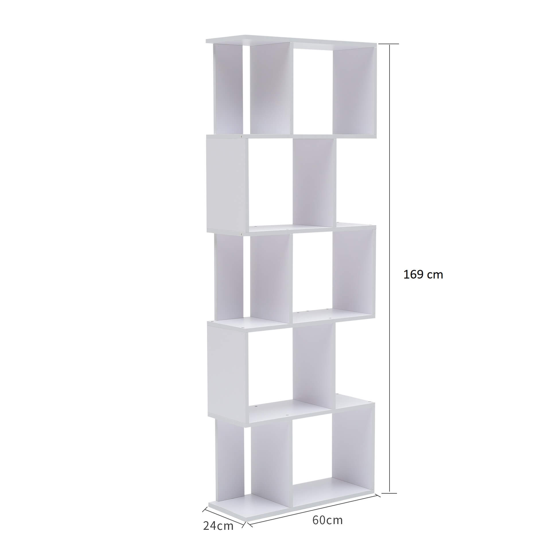Bibliotheque Mobili Rebecca Etageres Bois Blanc Design 172,5x60x24,5 - 3