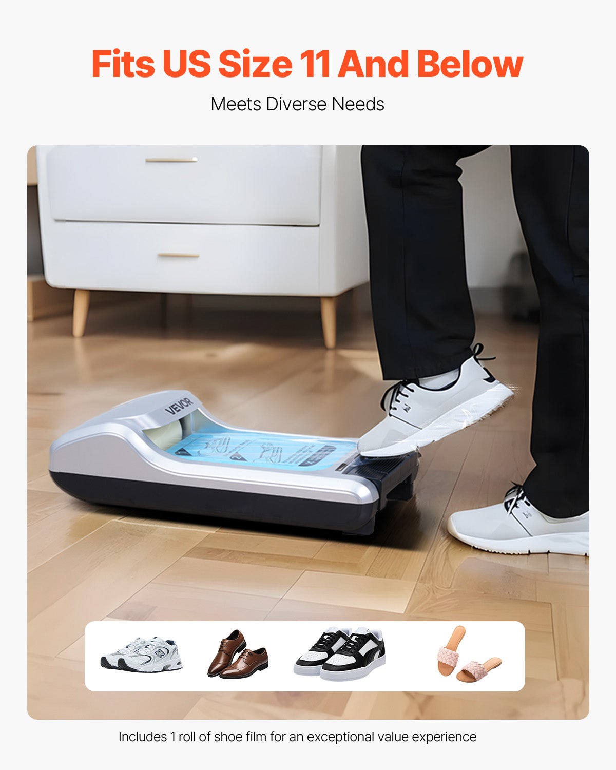 Distributeur Automatique VEVOR Couvre-Chaussures,avec 600 Pièces Membranes Jetables Antidérapantes,Pointure Jusqu'à 43,Pour Maison,Bureau,Argent - 4