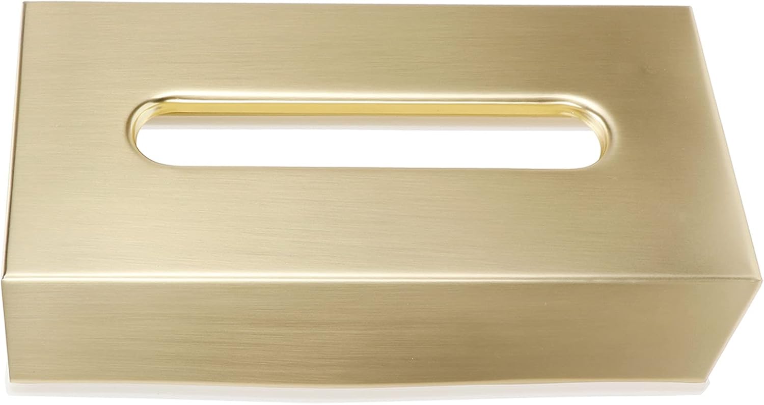 Pudełko na chusteczki prostokątne z pokrywką, złoty uchwyt na chusteczki z pokrywką do sypialni, salonu, łazienki, 26 x 7 x 13 cm