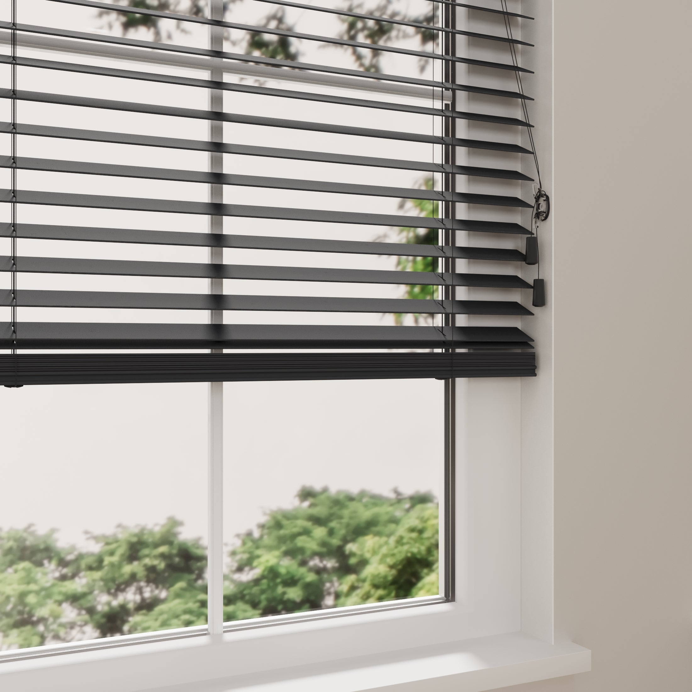 Radeco® Store Vénitien en Bois Essence 50 x 130 cm (LxH) - 50 mm - Noir - Tailles de 50 à 250 cm de large - 8