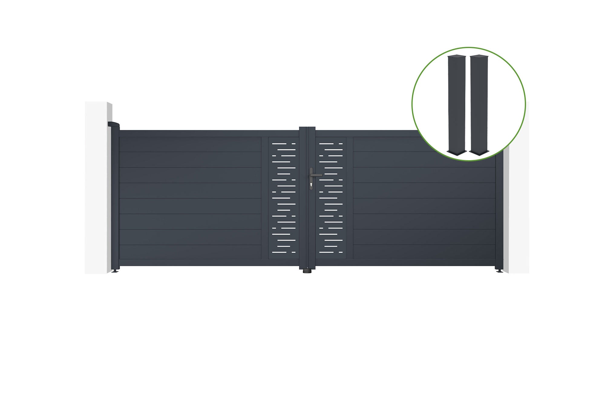 Brama skrzydłowa 4m ARLBERG wys. 140cm aluminium szare + 2 słupki 20x20cm wys. 1