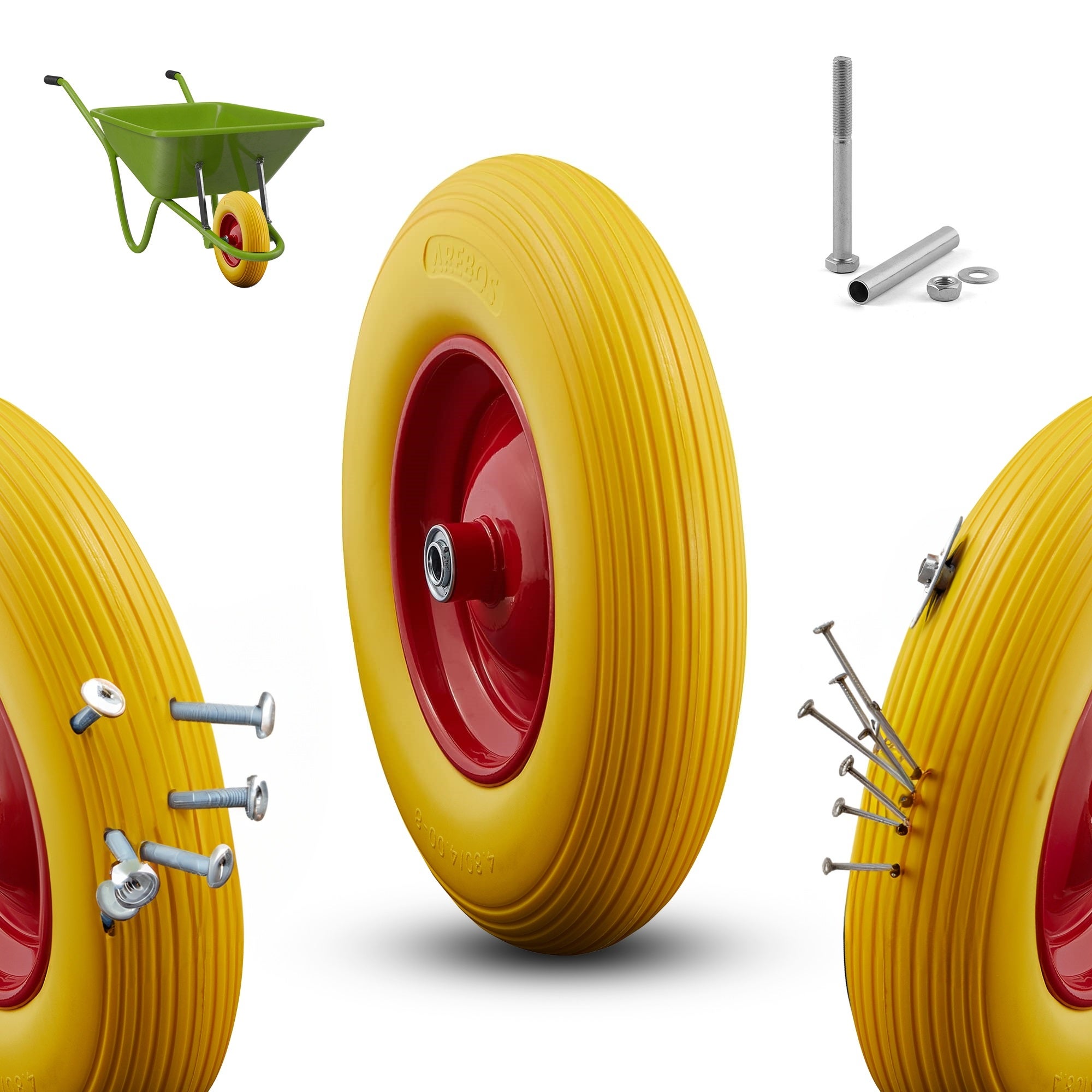 Roue De Brouette 8x1.75 Pouces - Caoutchouc Plein Increvable, Silencieuse, Charge 60kg - 7
