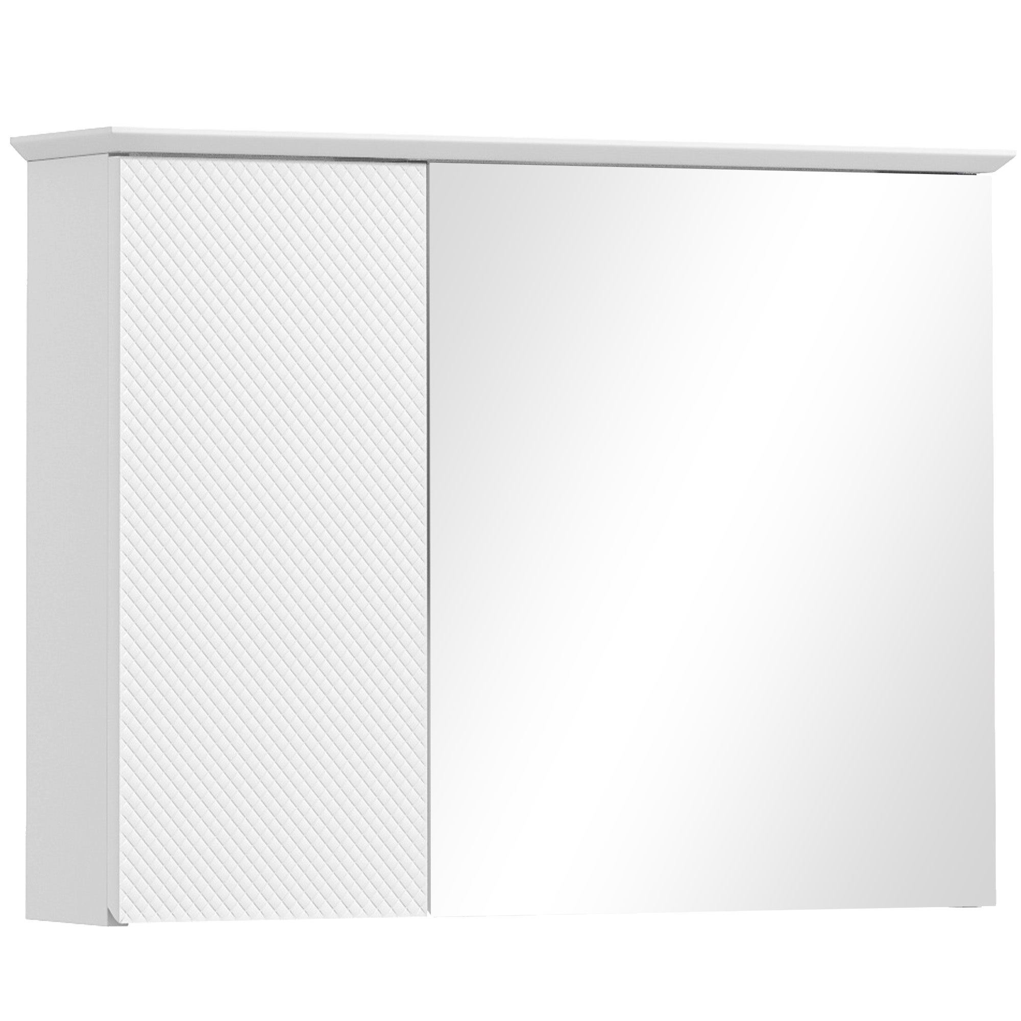 Bathroom mirror cabinet with adjustable shelf, modern bathroom furniture, 65x15x49 cm, white