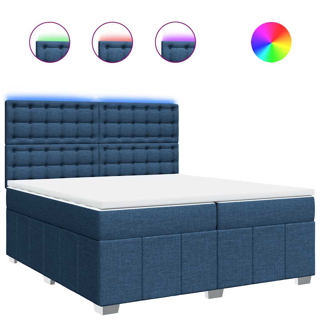 Maison Exclusive - Sommier à lattes de lit avec matelas Bleu 200x200 cm Tissu - 2