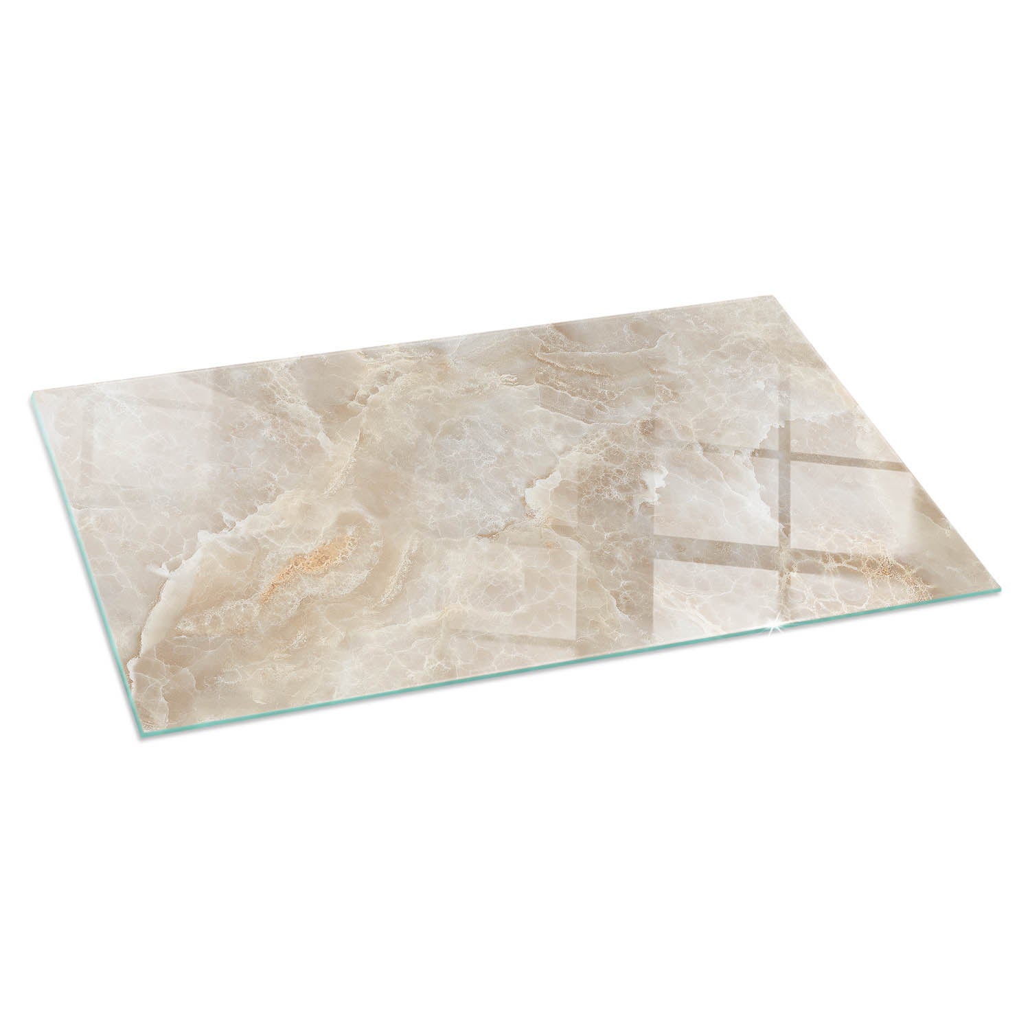 Prostokątna płyta szklana ochronna pod piecyk, kominek - 100x50 cm - Naturalny wzór kamienia - TULUP