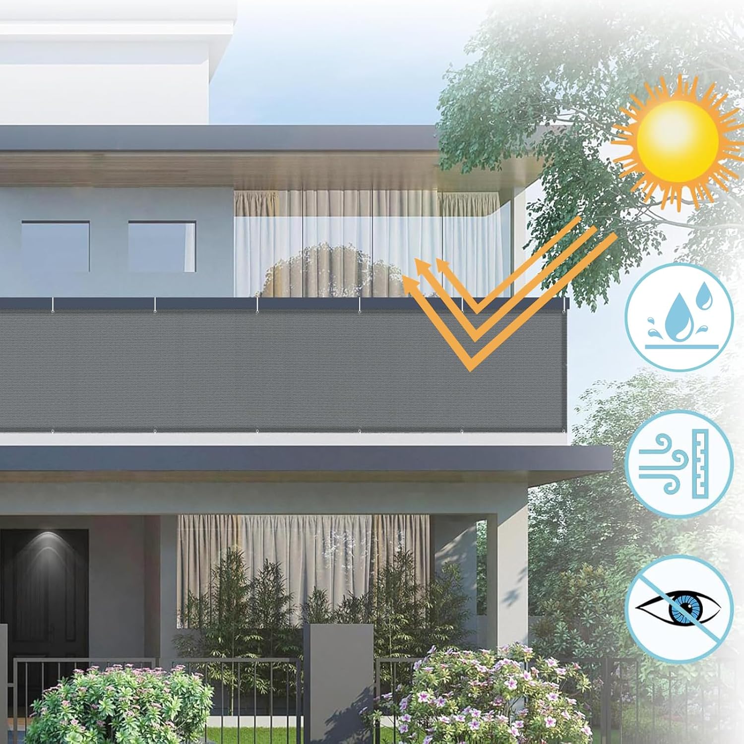 Brise-Vue pour Balcon 60 x 300 cm Protection UV Résistant aux